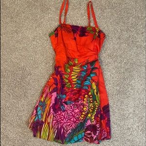 Nanette Lepore Orange Floral strapless/convertible Summer dress